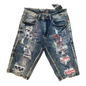 Sz various Enyce Blue Jean Shorts with Red and White Accents